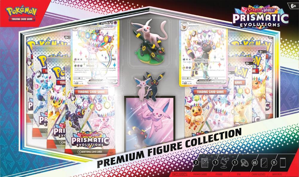 Prismatic Evolutions Premium Figure Collection contents Espeon and Umbreon