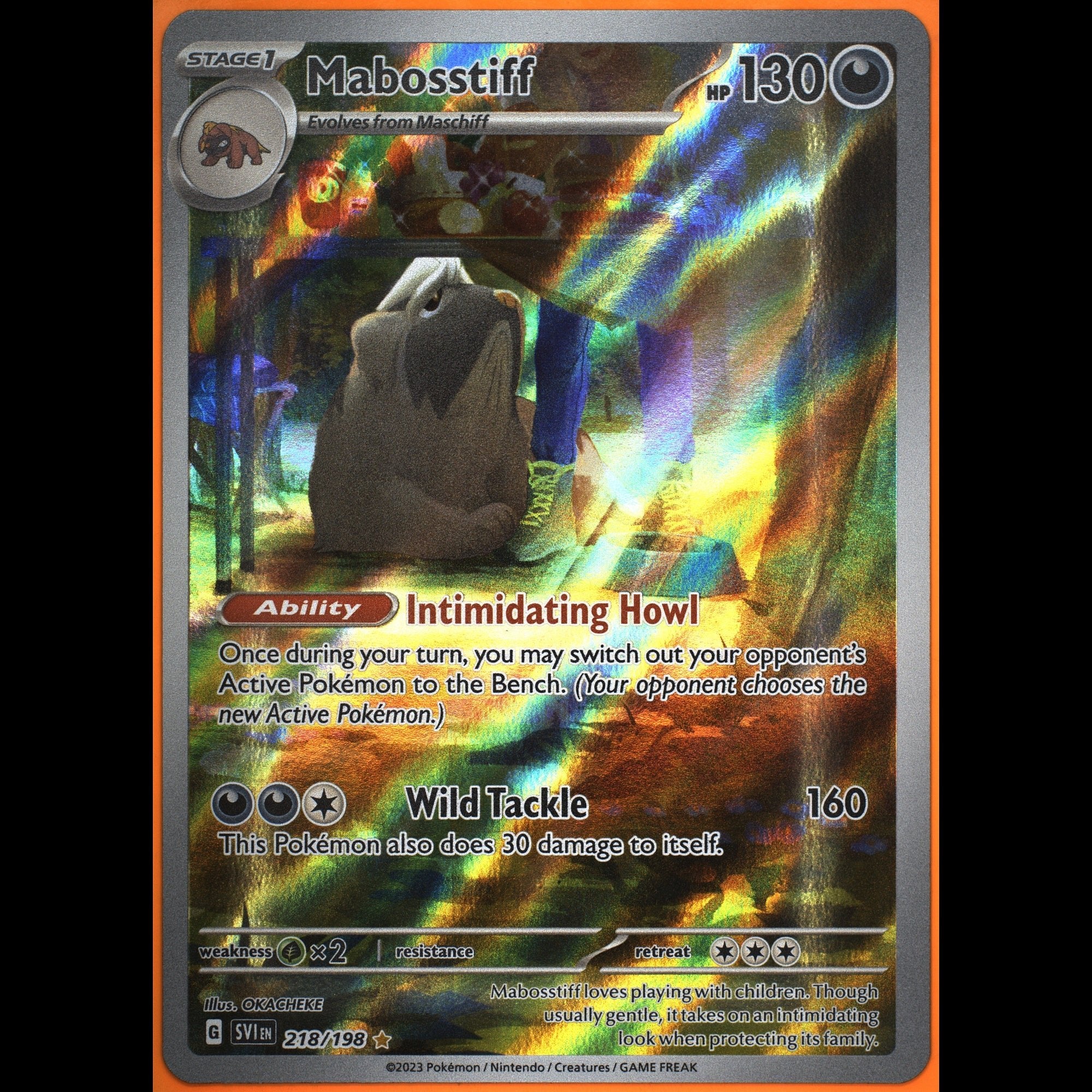 TAG 9.0 MINT Mabosstiff 2023 Pokémon Pokemon Scarlet & Violet 218_TCGS9803995 - TCG TREASURY