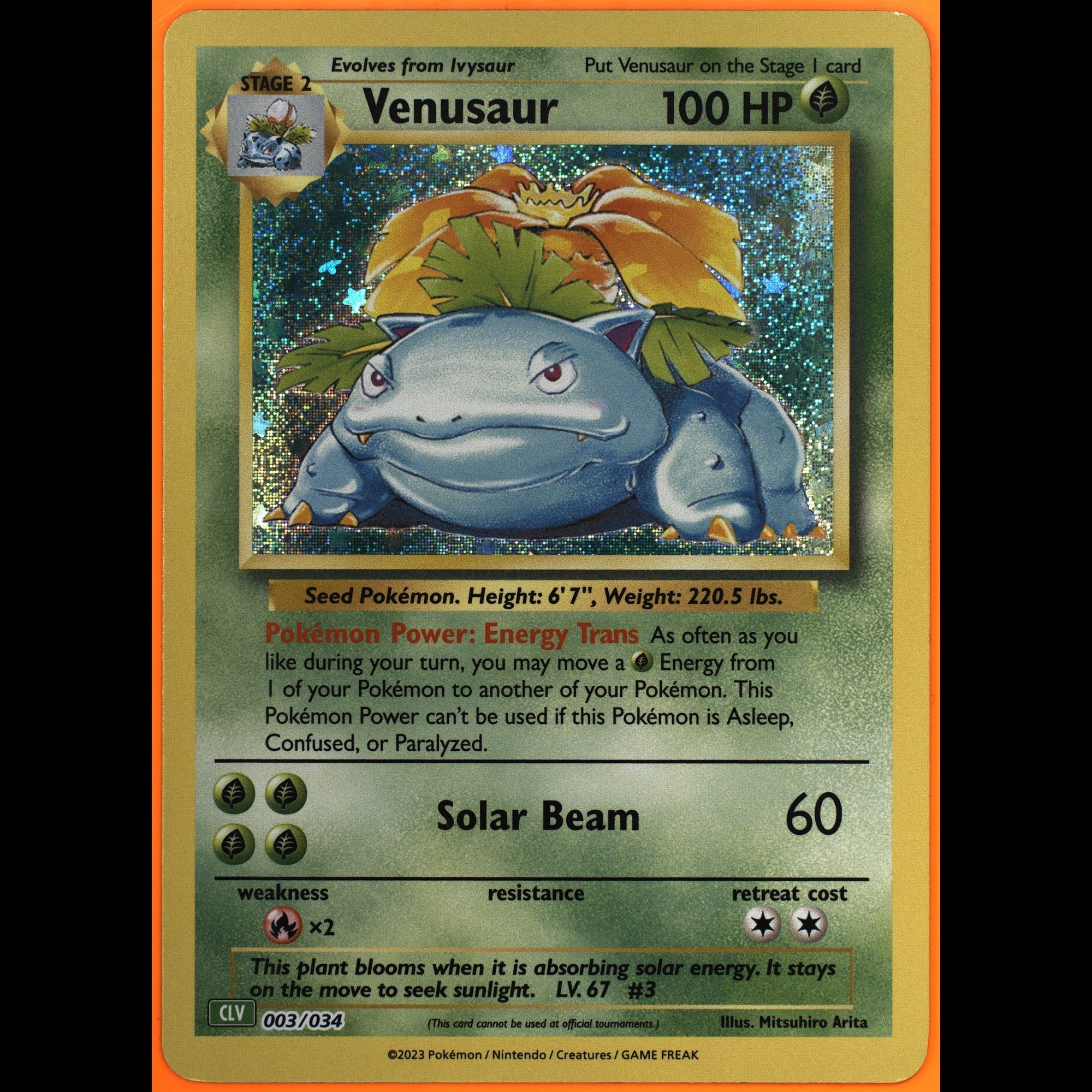 TAG 9.0 MINT Venusaur Double Rare 2023 Pokémon Pokemon TCG Classic 003/165_TCGJ7828986 - TCG TREASURY