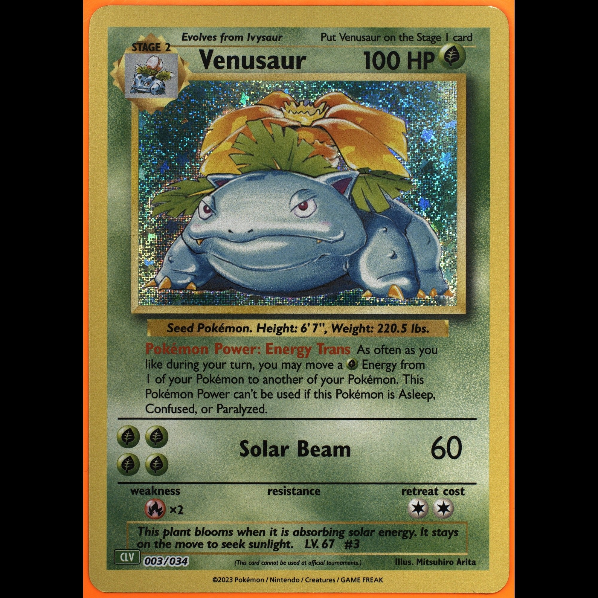 TAG 9.0 MINT Venusaur Double Rare 2023 Pokémon Pokemon TCG Classic 003/165_TCGR5108050 - TCG TREASURY