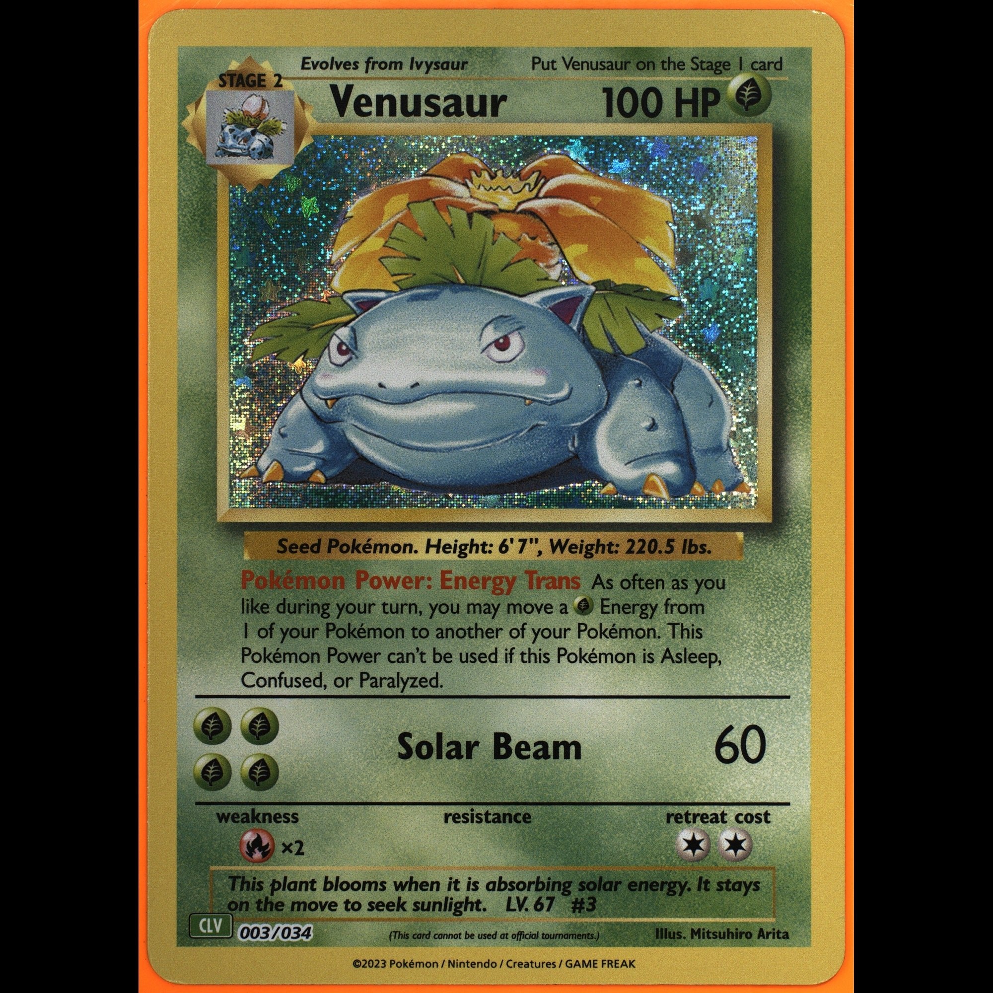 TAG 9.0 MINT Venusaur Double Rare 2023 Pokémon Pokemon TCG Classic 003/165_TCGH8071235 - TCG TREASURY