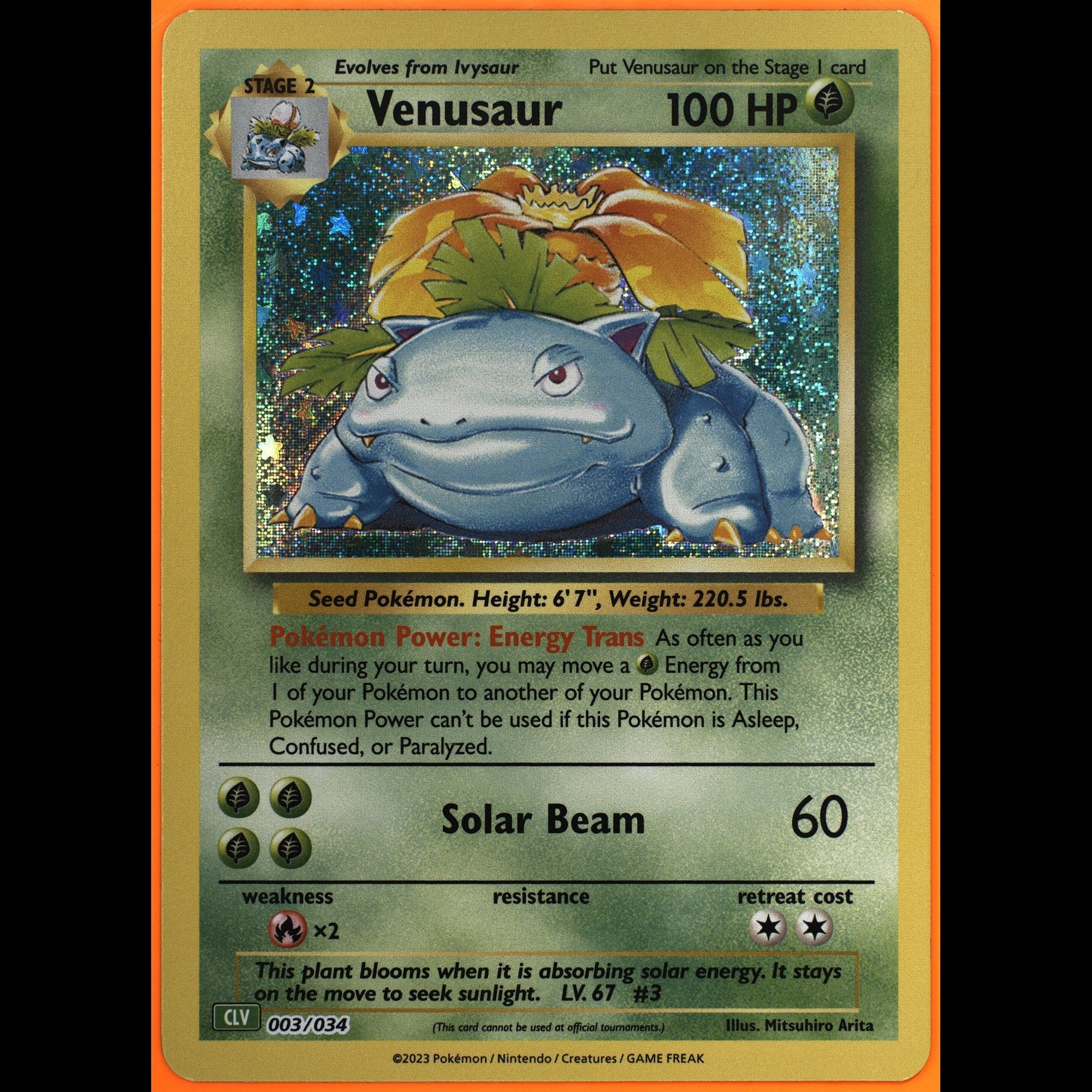 TAG 9.0 MINT Venusaur Double Rare 2023 Pokémon Pokemon TCG Classic 003/165_TCGN2218954 - TCG TREASURY
