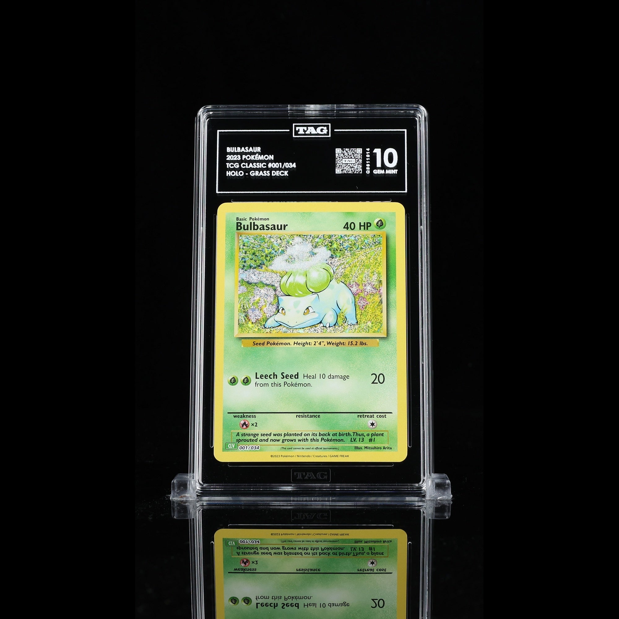 TAG 10 GEM MT Bulbasaur Common 2023 Pokémon Pokemon TCG Classic 001/165_TCGQ8611014 - TCG TREASURY
