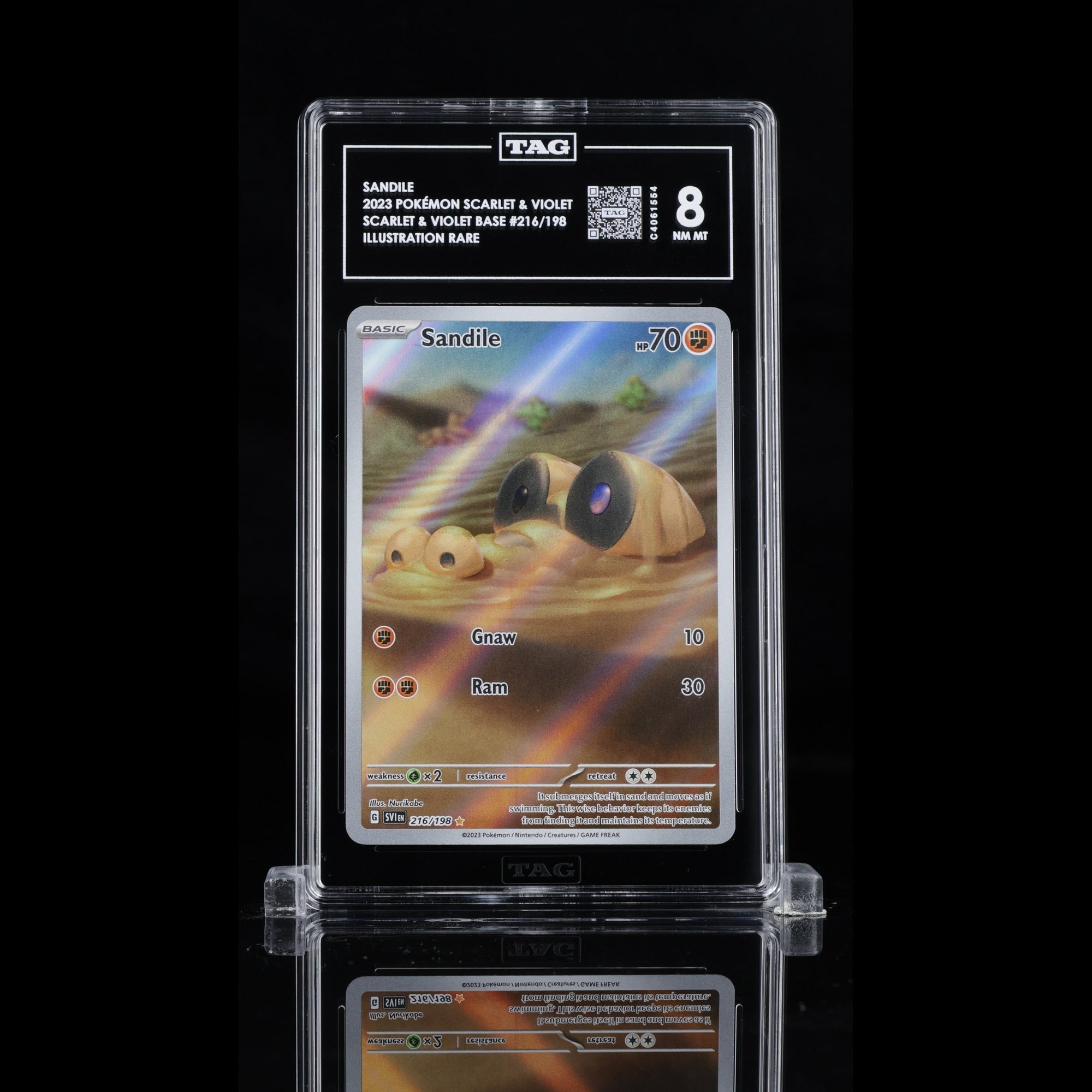 TAG 8.0 NM MT Sandile 2023 Pokémon Pokemon Scarlet & Violet 216_TCGC4061554 - TCG TREASURY