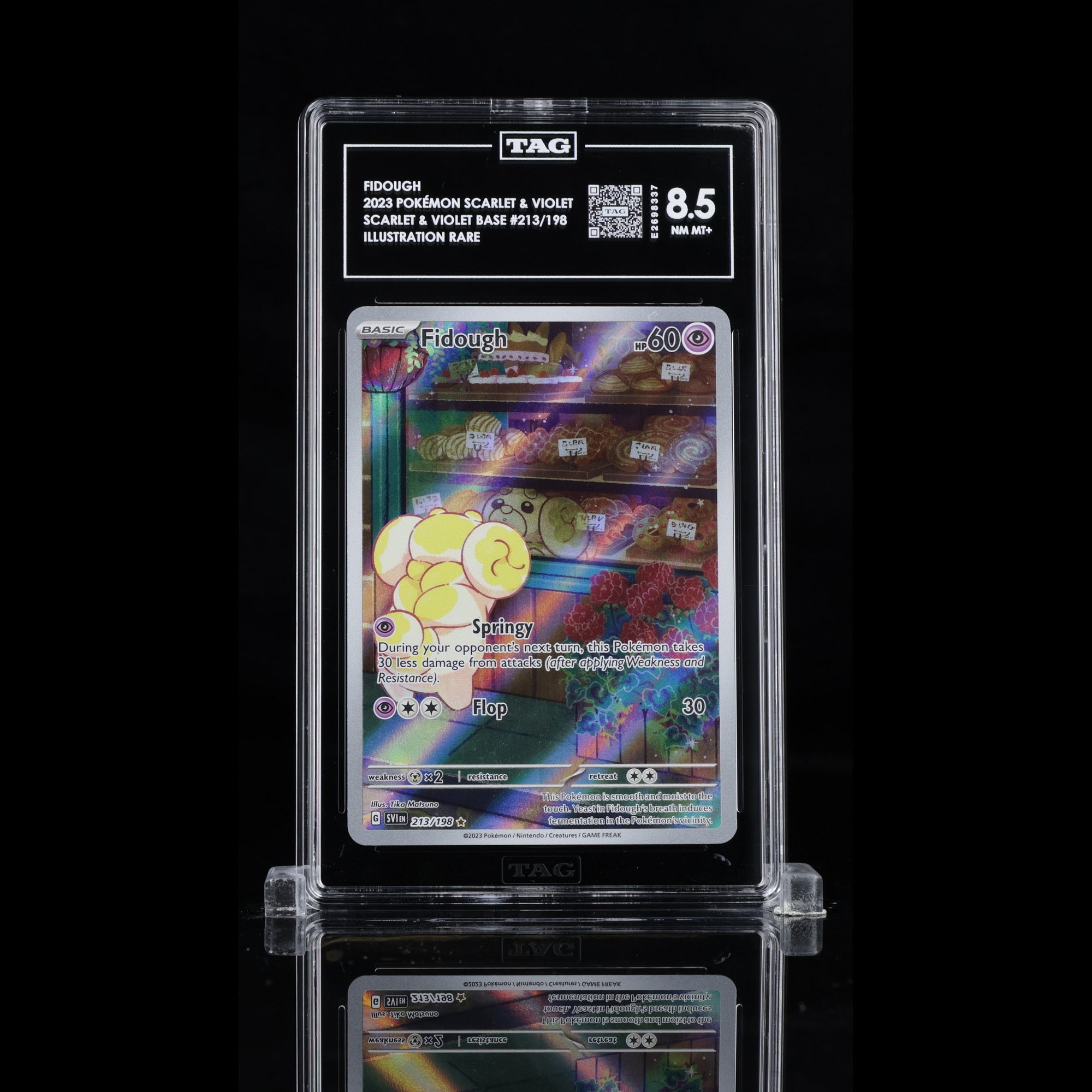 TAG 8.5 NM MT Fidough 2023 Pokémon Pokemon Scarlet & Violet 213_TCGE2698337 - TCG TREASURY