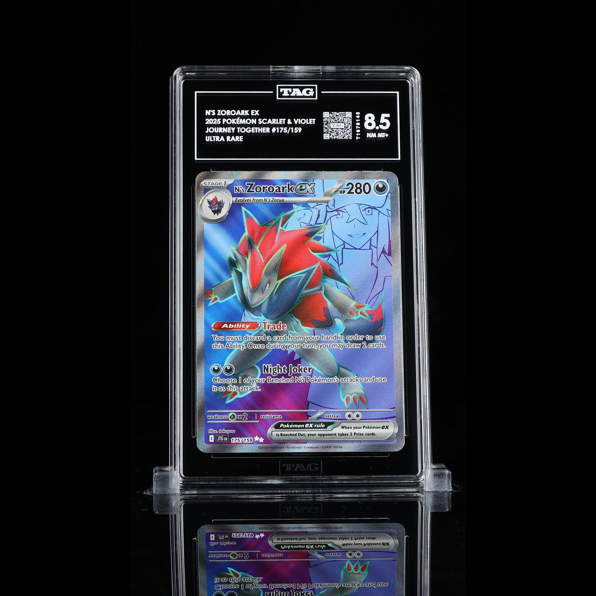 TAG 8.5 NM MT N's Zoroark ex 2025 Pokémon Pokemon Scarlet & Violet 175_TCGT1678145 - TCG TREASURY