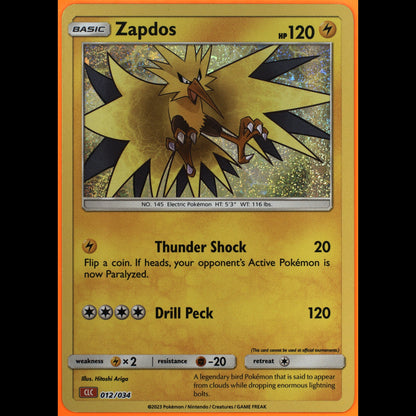 TAG 8.5 NM MT Zapdos 2023 Pokémon Pokemon TCG Classic 012_TCGK3600127 - TCG TREASURY